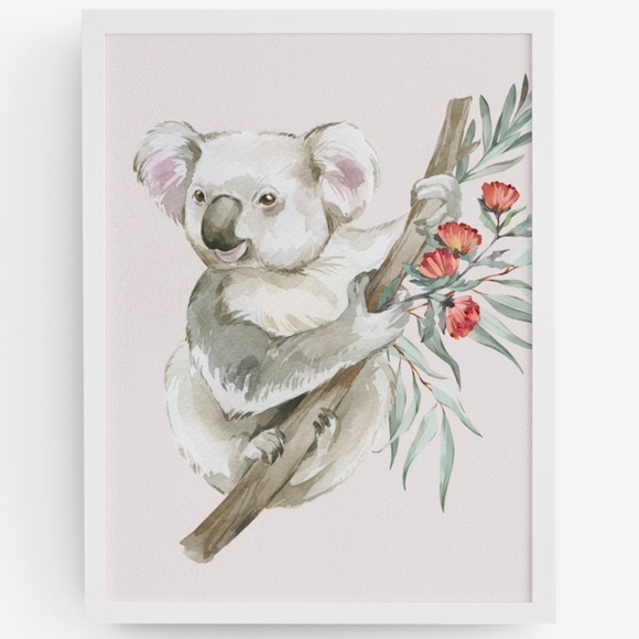 Watercolor Floral Koala Illustration Wall Art Print Poster Unframed - Picture 9 of 10